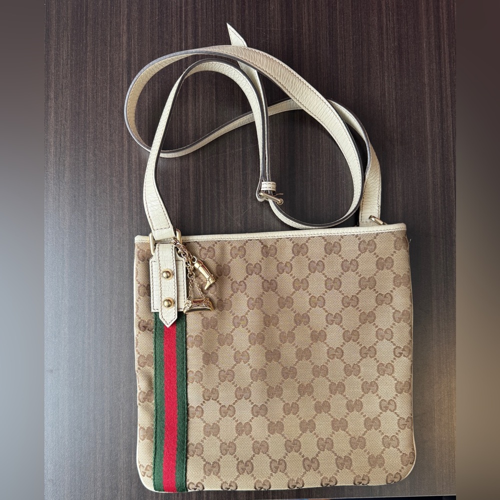 【Gucci】Monogram GG Canvas Jolicoeur Crossbody Bag with Sherry Line